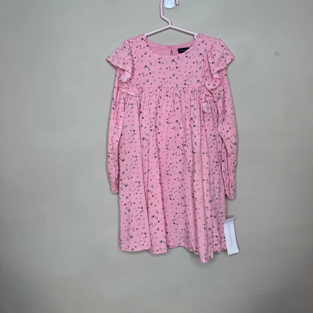 French Connection Pink Dotted Ruffle Dress size s=4/5 - Picture 1 of 6